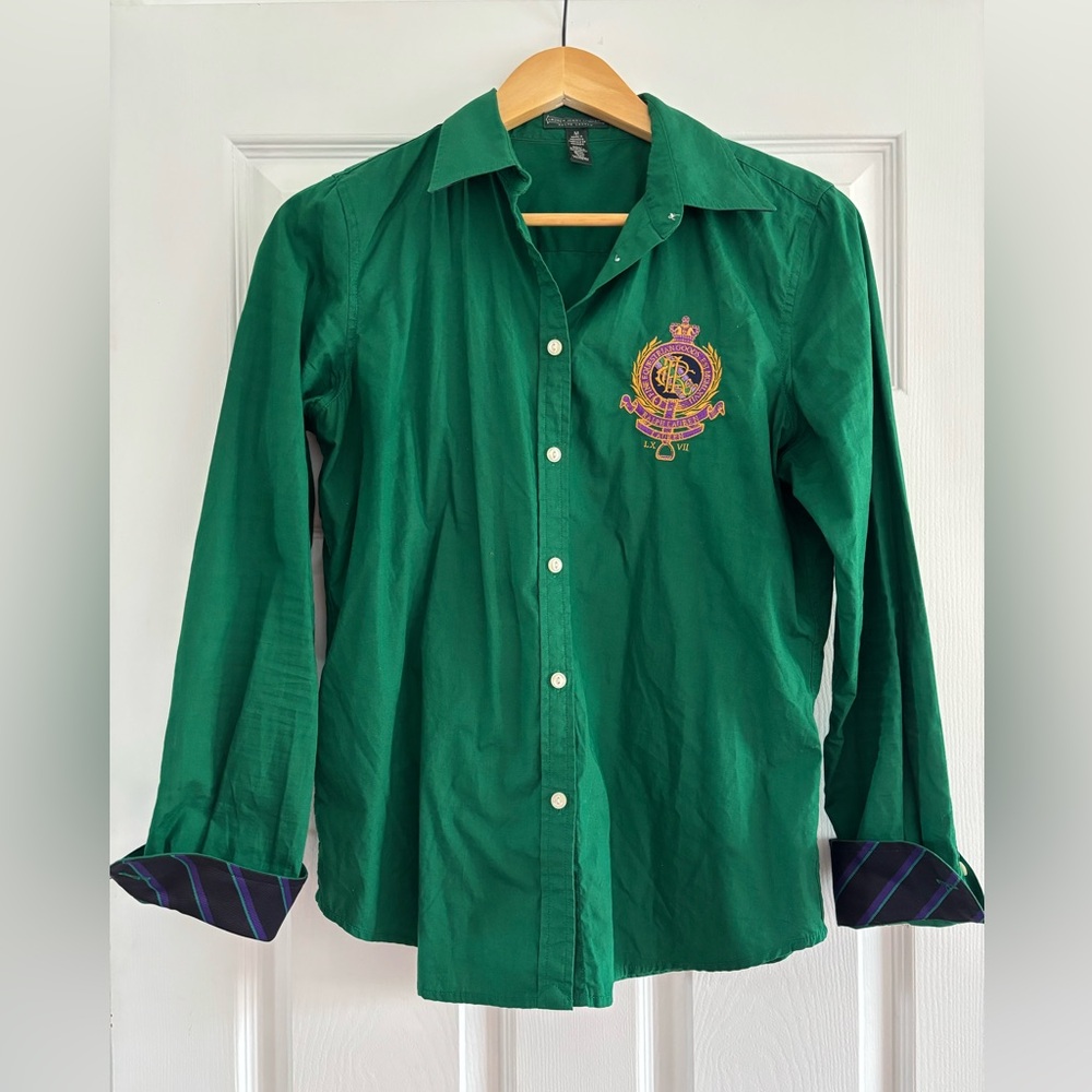 Ralph Lauren Dress Shirt with Purple and Gold Embroidery